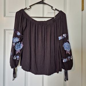 American Eagle black strapless boho top